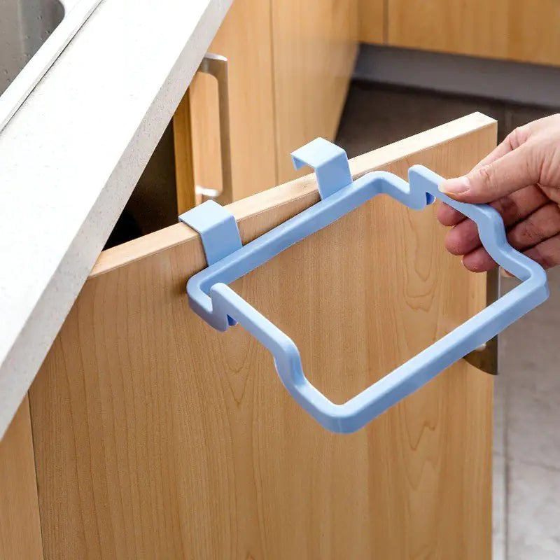 Kitchen Door Trash Bag Holder and Cloth Hanger Rack