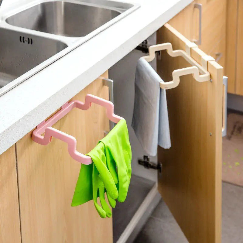 Kitchen Door Trash Bag Holder and Cloth Hanger Rack