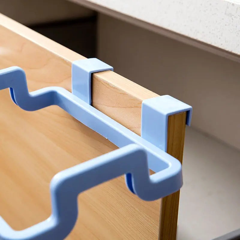 Kitchen Door Trash Bag Holder and Cloth Hanger Rack